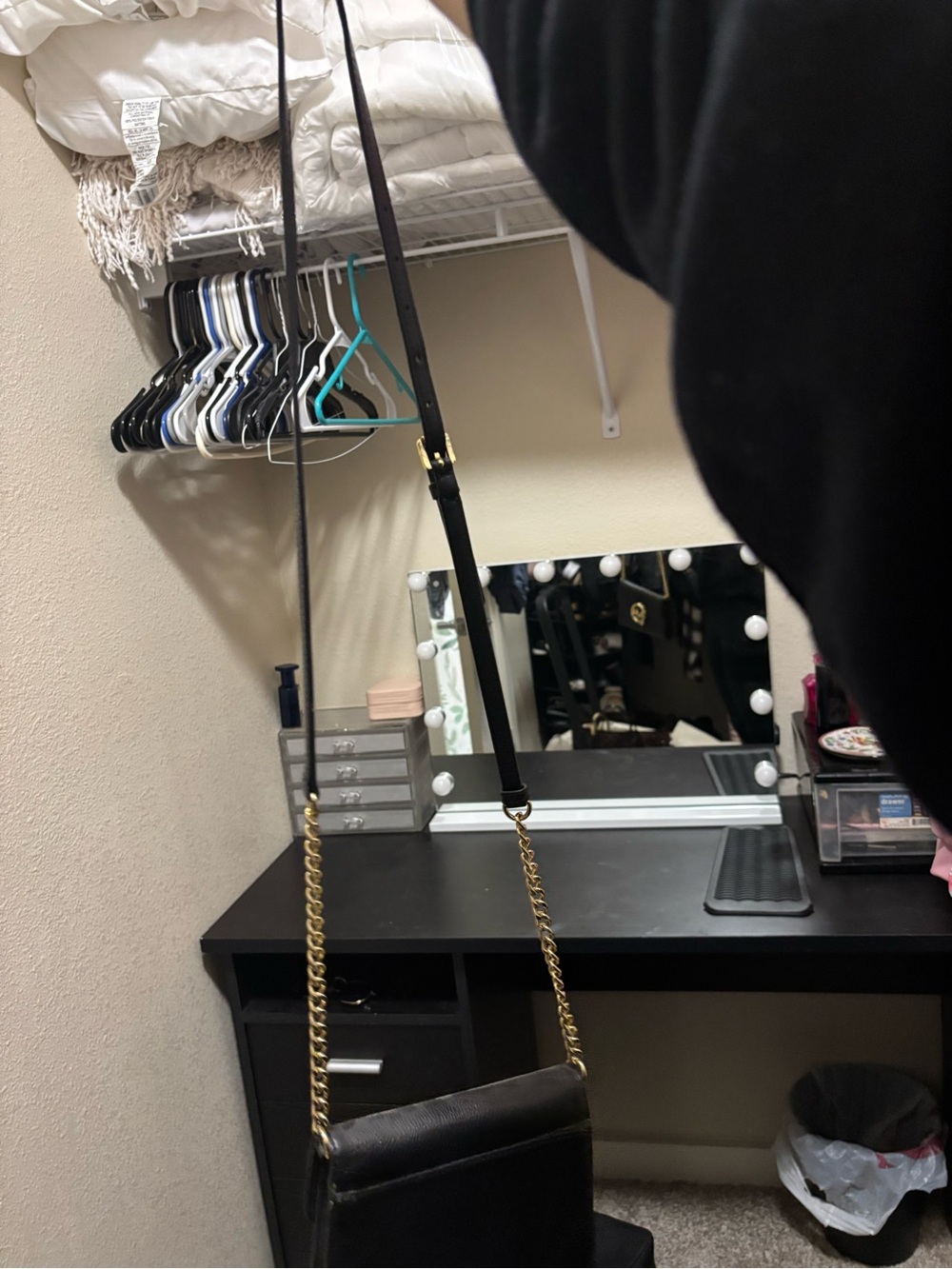 Michael Kors Black Crossbody Bag with Gold Chain Strap